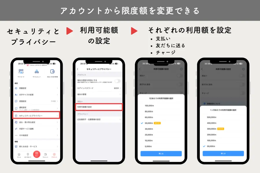 PayPayの限度額の設定方法